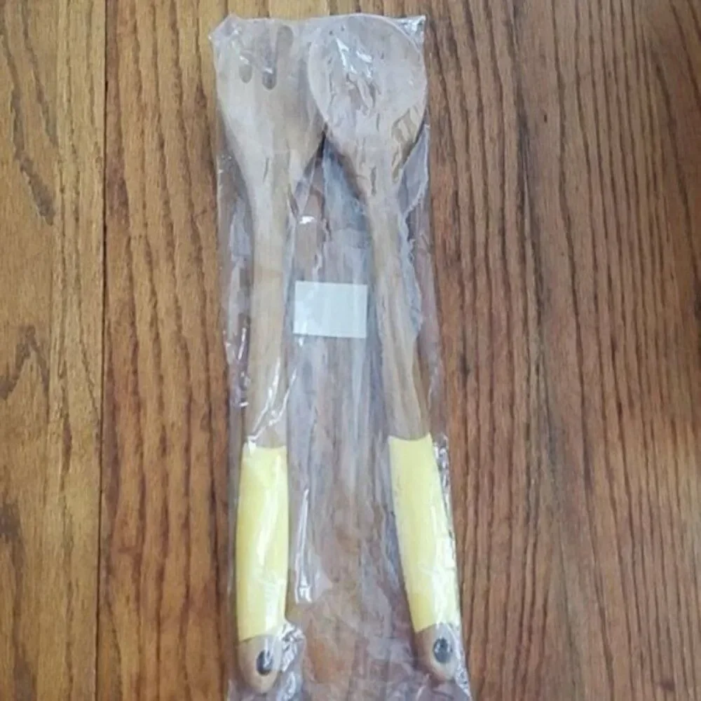 Fiestaware Fiesta Salad Servers Tongs Bamboo Utensils Yellow